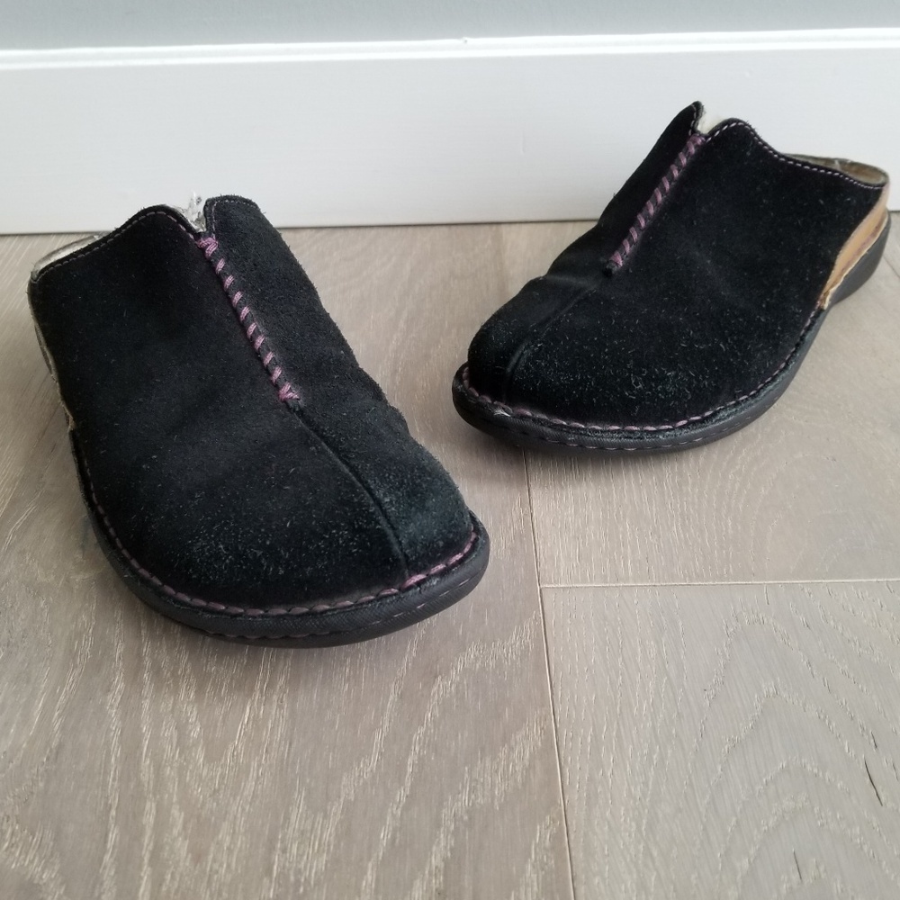 UGG  Black Suede Slip On Mules Clogs Size 8